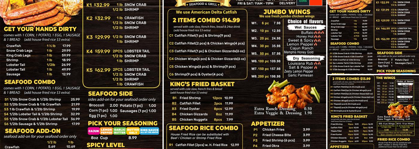 Cajun King Seafood - Elvis Presley Menu