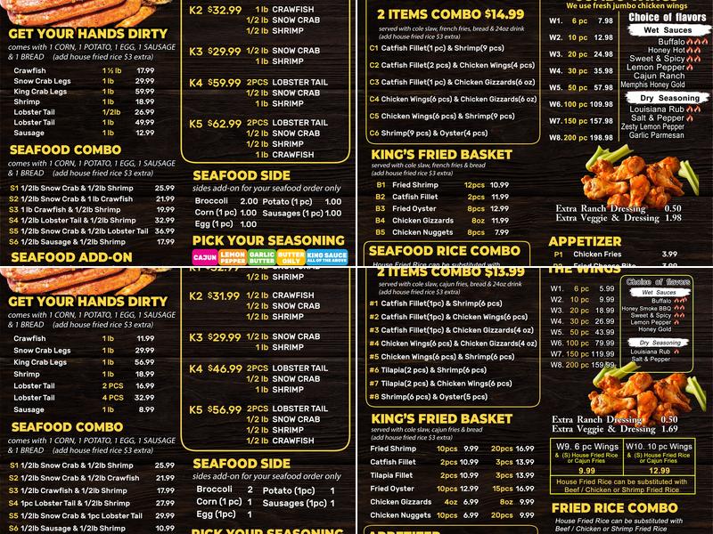 Cajun King Seafood - Elvis Presley Menu