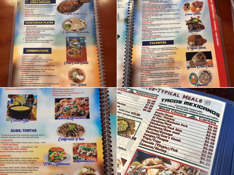Costa Chica Grill Menu