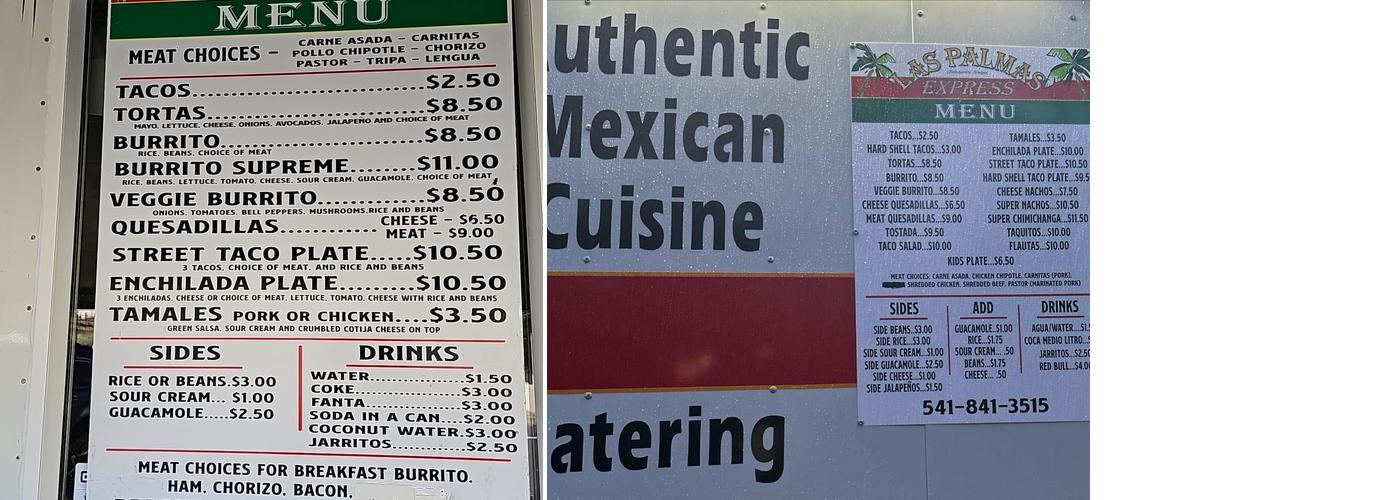 Las Palmas Express Menu