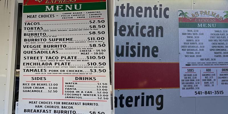 Las Palmas Express Menu