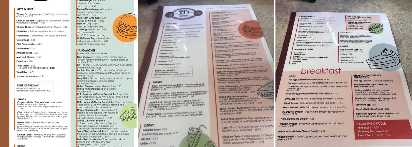 JJ’s Diner Menu
