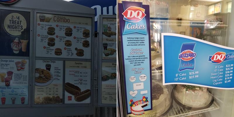 Dairy Queen Store Menu