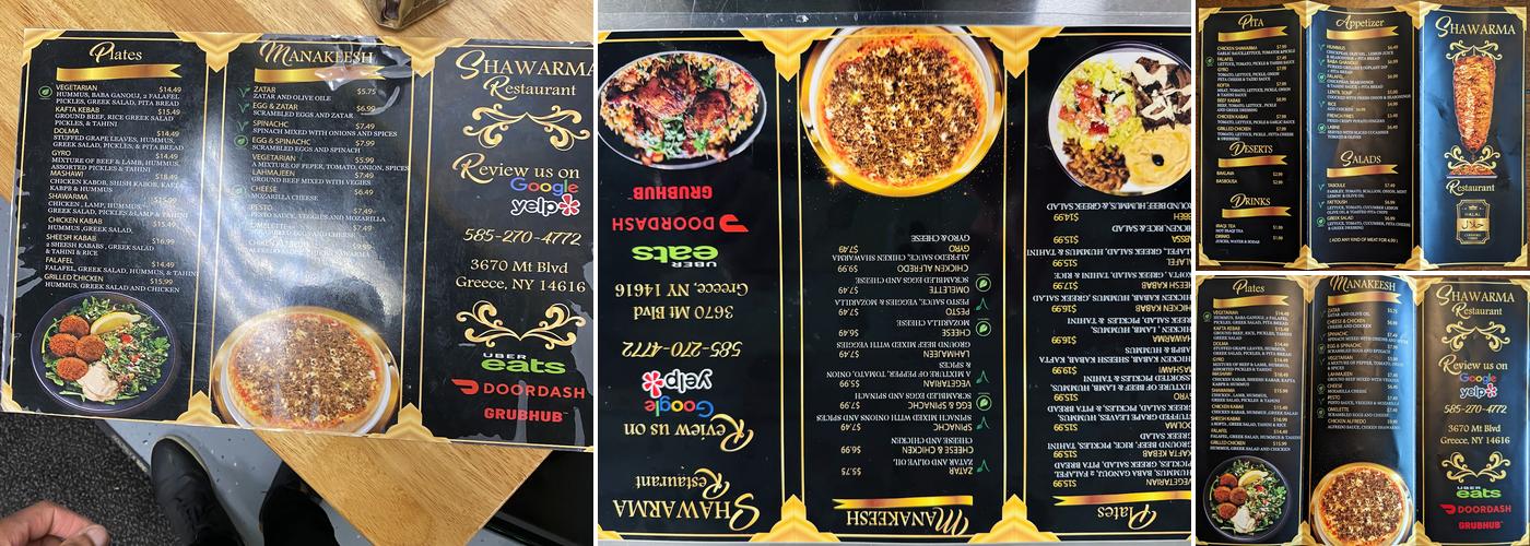 Shawarma Restaurant Menu