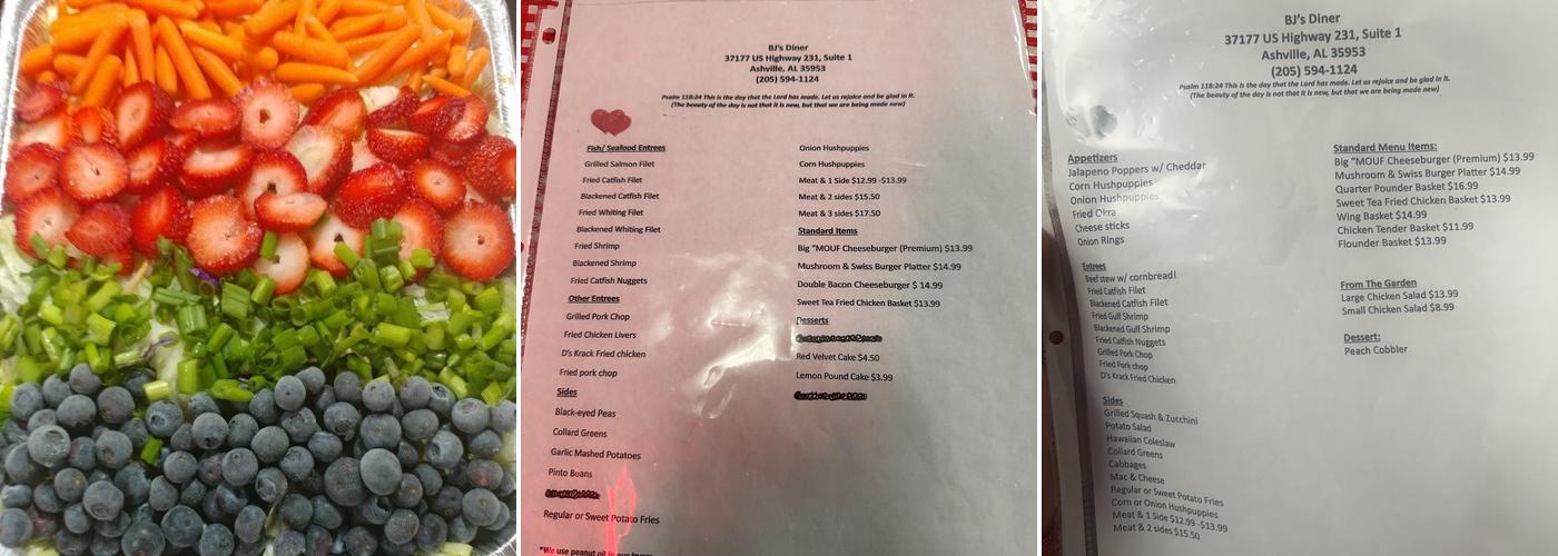 BJ's Diner Menu