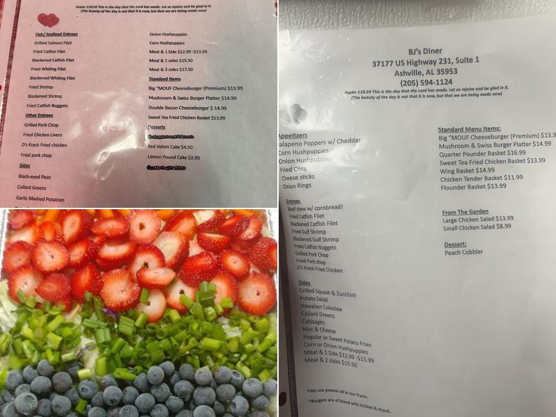 BJ's Diner Menu
