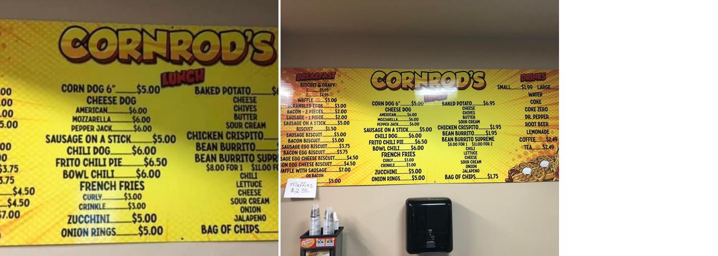 Cornrods Menu