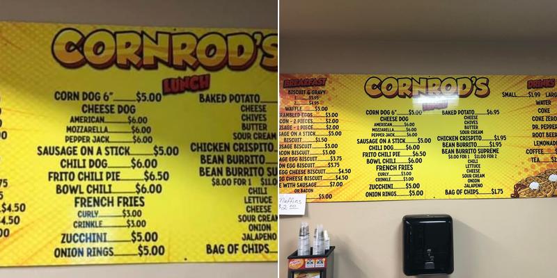 Cornrods Menu