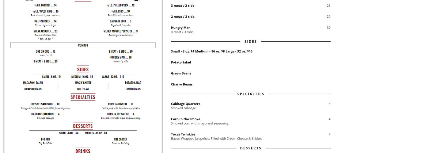 Smokin' Chambers BBQ Menu