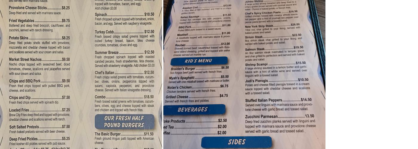Chef Ray's Diamond Bar and Grill Menu
