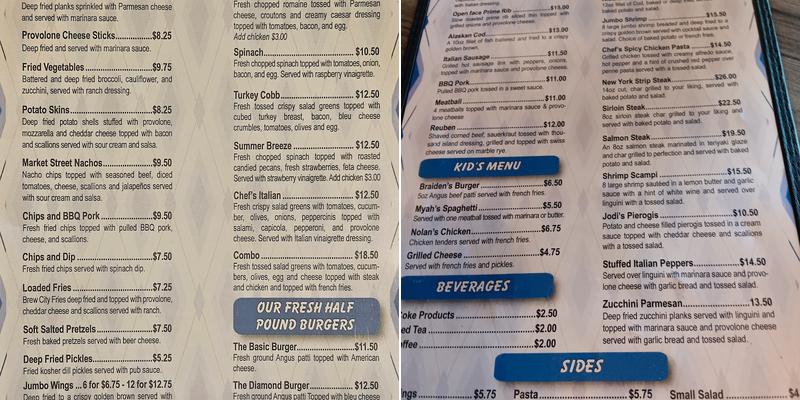 Chef Ray's Diamond Bar and Grill Menu