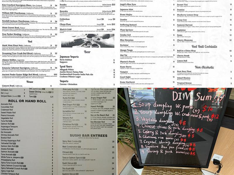 Kume Sushi Lounge Menu