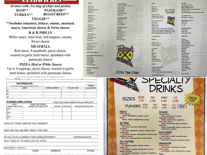 R & R PIZZA Menu