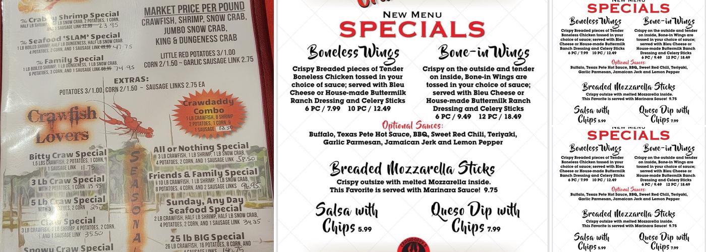 Crawdaddy's Menu
