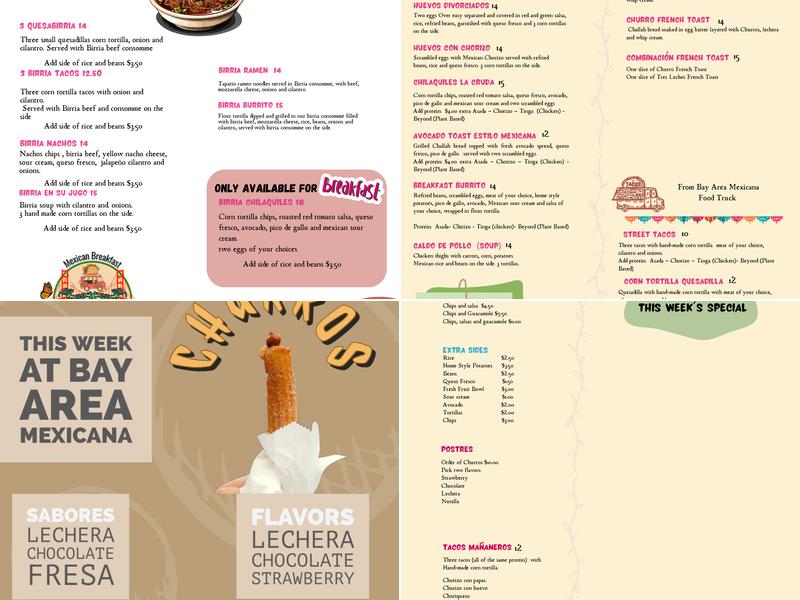 Bay Area Mexicana Restaurant Menu