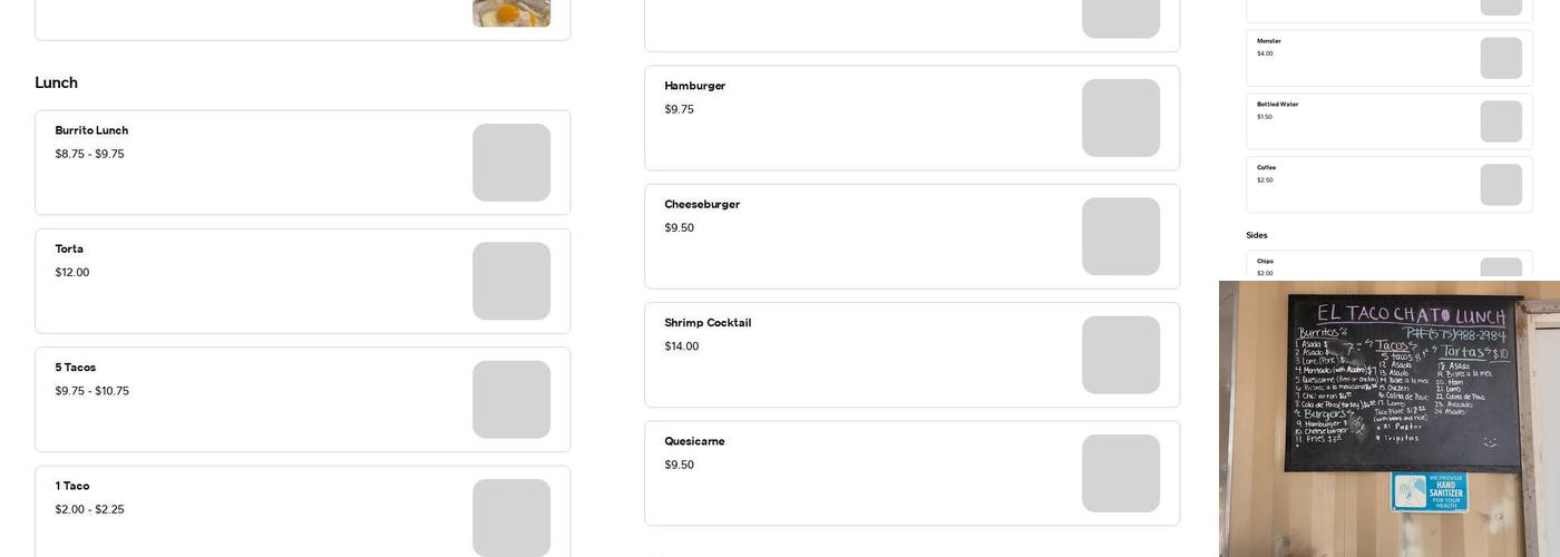 EL TACO CHATO Menu