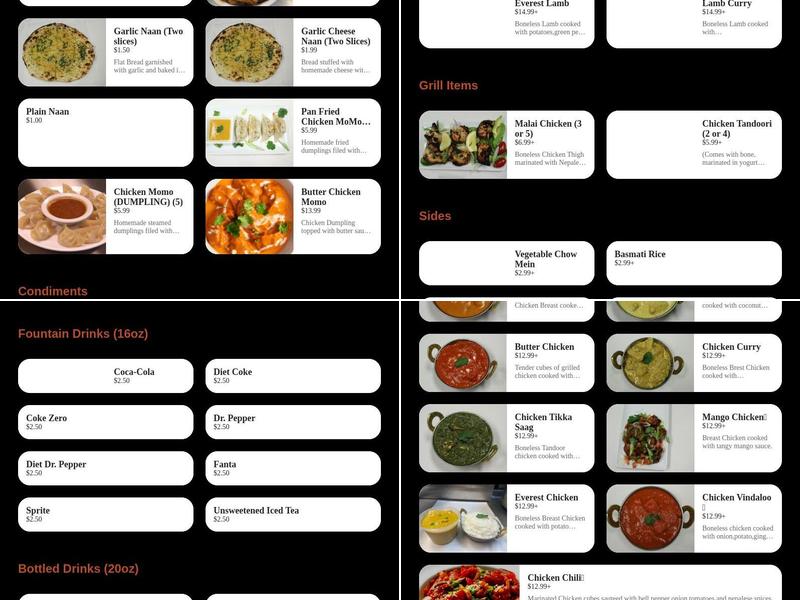 Everest Curry kitchen express Menu