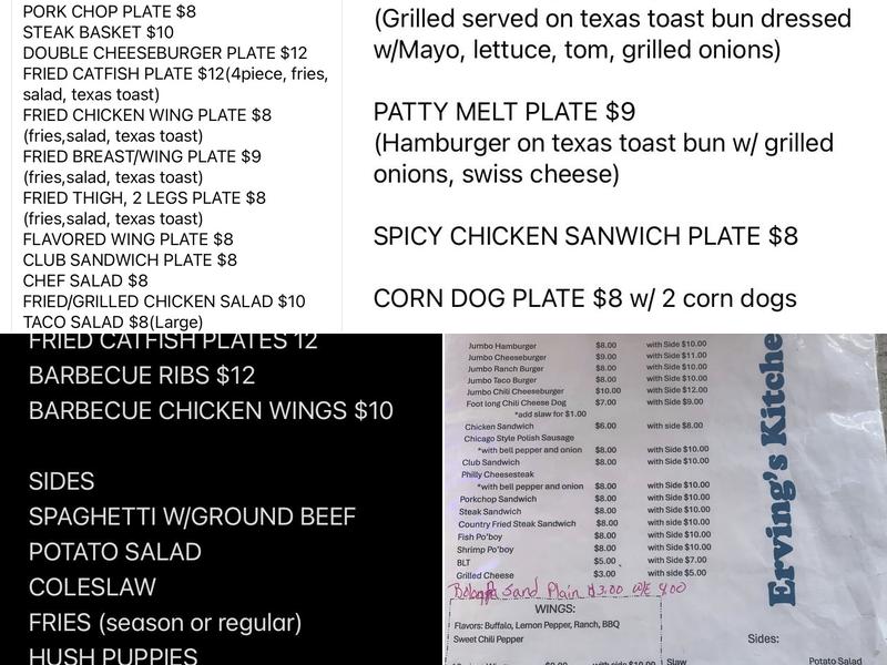 ERVING'S KITCHEN Menu