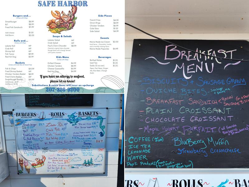Safe Harbor Cafe Menu