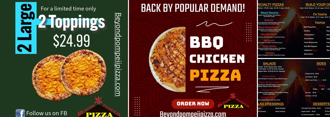 Beyond Pompeii Pizza Menu