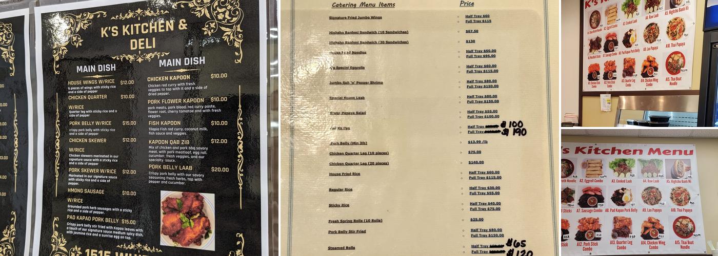 K’s Kitchen and Deli Menu