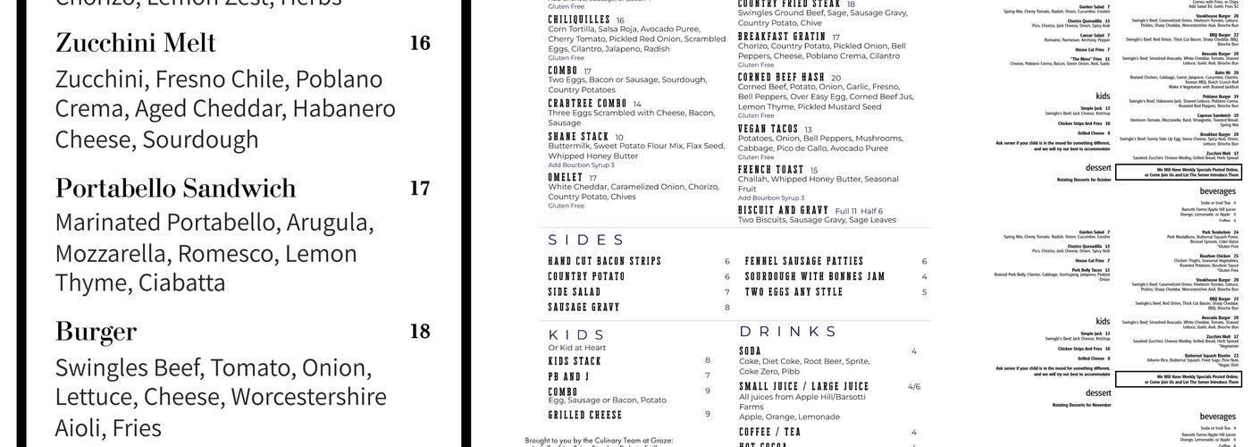 Graze Menu