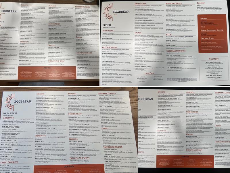 The Eggbreak Cafe Menu