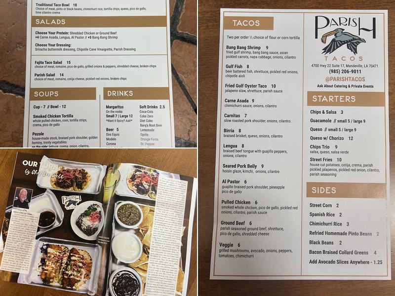 Parish Tacos Menu
