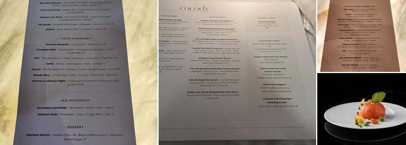Cocody Menu