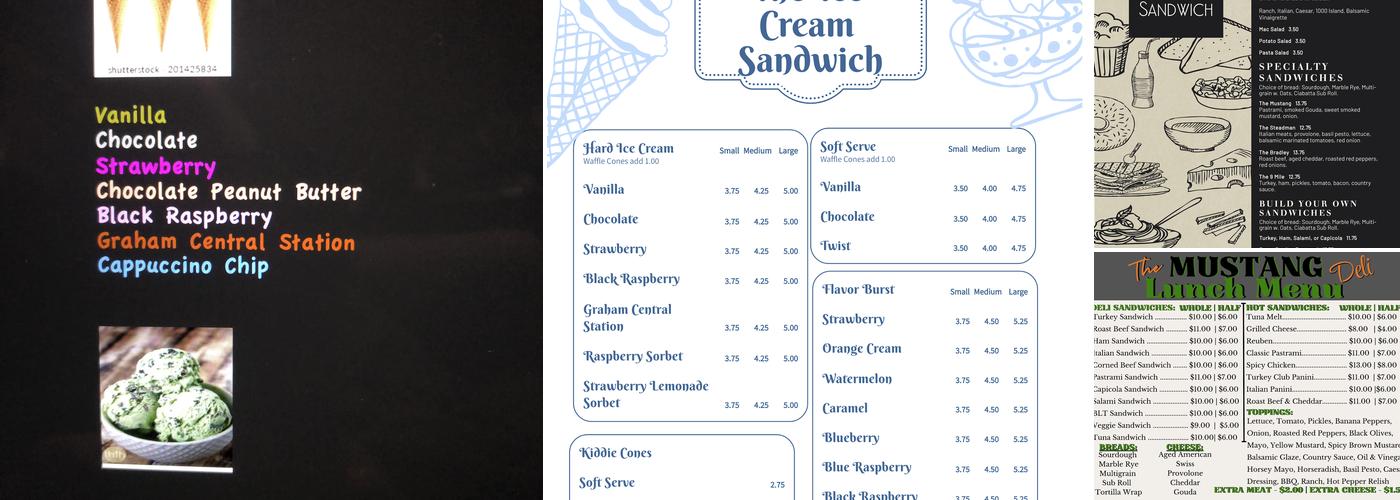 The Ice Cream Sandwich Menu