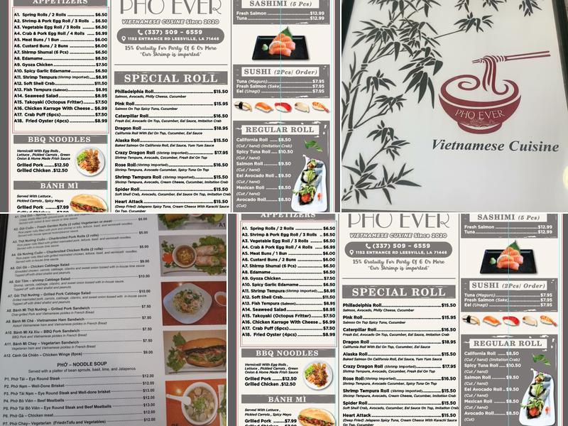 Pho Ever Vietnamese Cuisine Menu