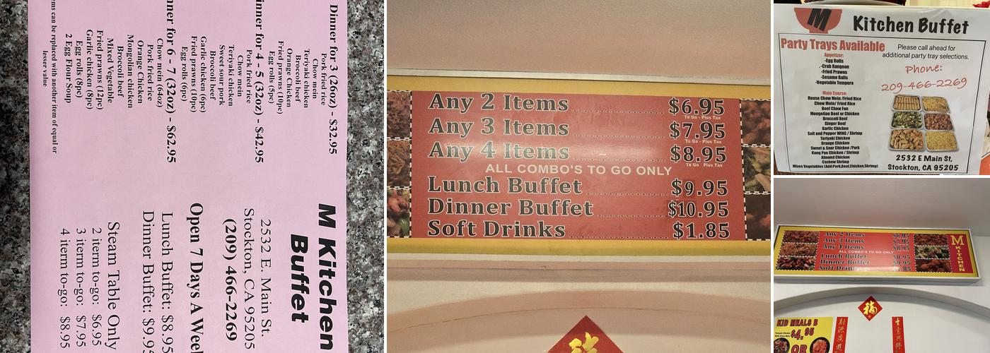 M kitchen Buffet Menu