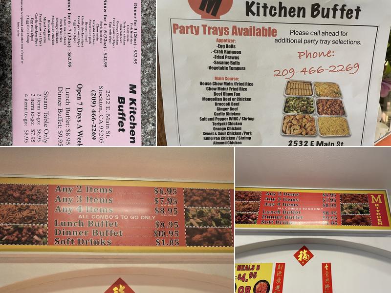 M kitchen Buffet Menu