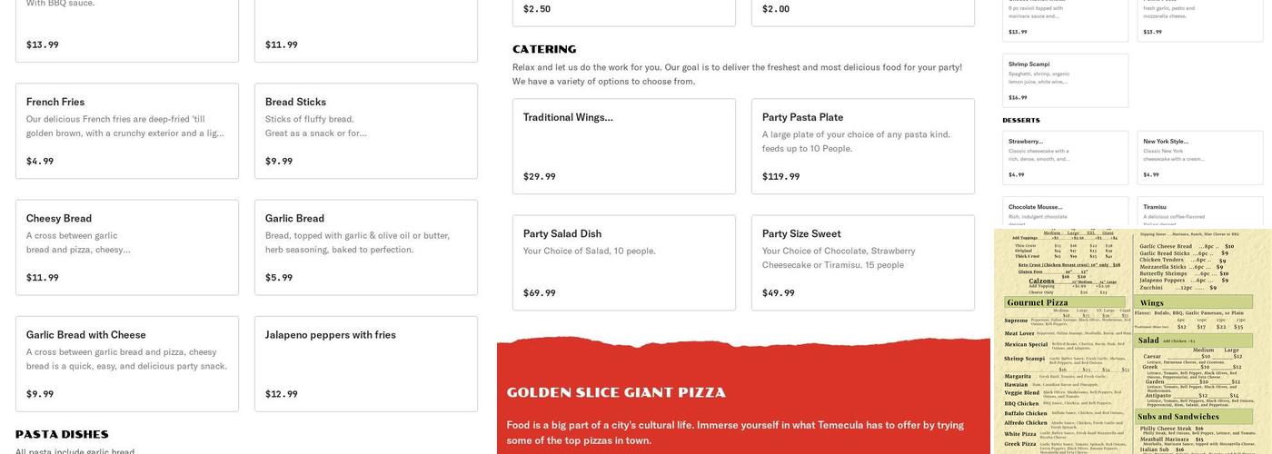 Golden Slice Giant Pizza Menu