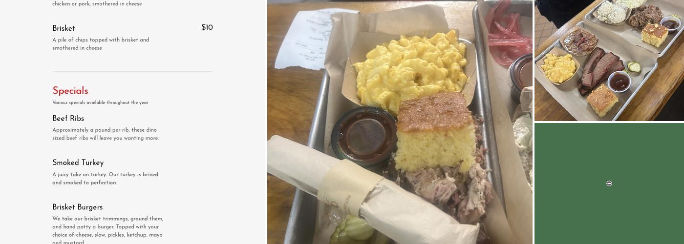 Bens Backdraft Barbecue Menu