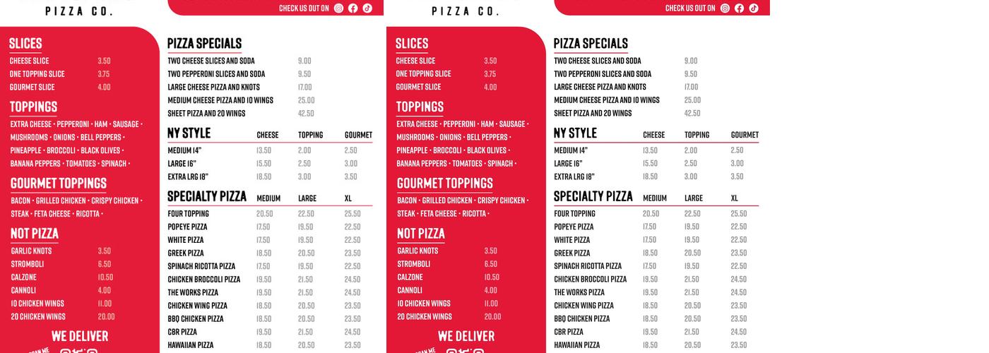 Fat Tomato Pizza Co. Menu