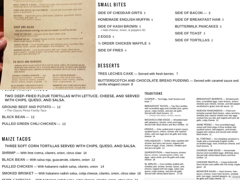 The Black Angel Menu