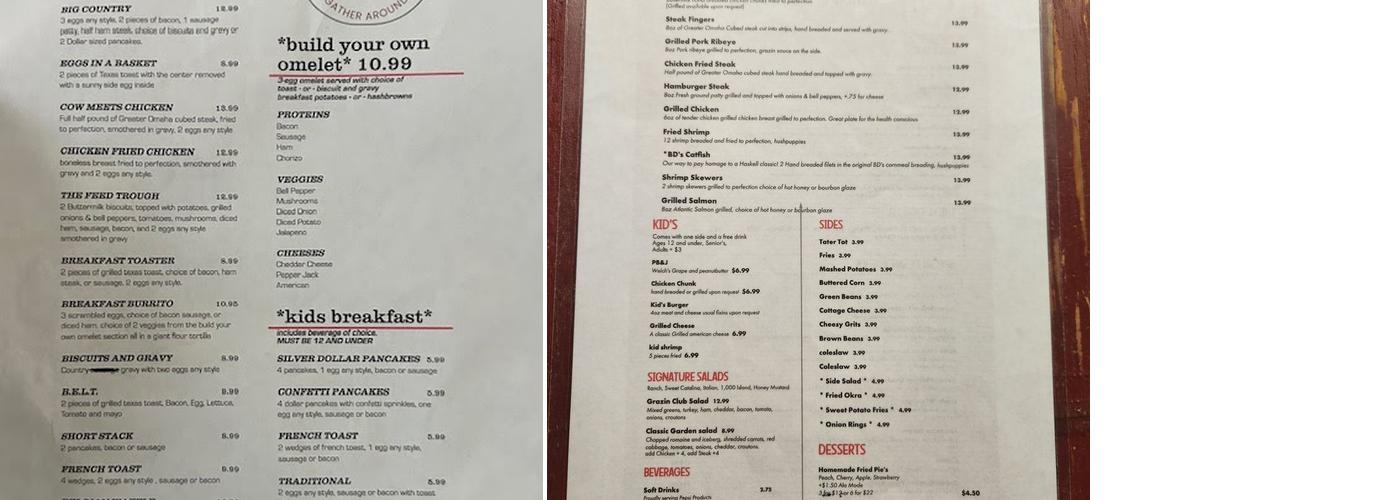 The Grazin Table On Franklin, LLC Menu