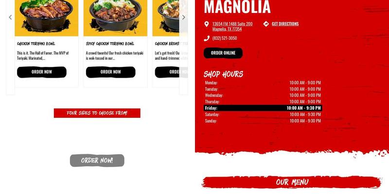 Teriyaki Madness Menu