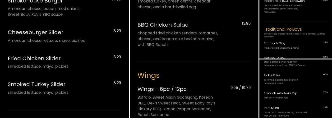 Bowie's Rabbit Hole Menu
