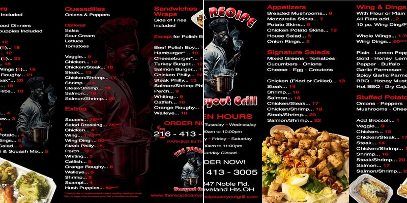 The Recipe Carryout Grill Menu