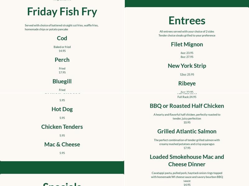 Linkside Grill Menu
