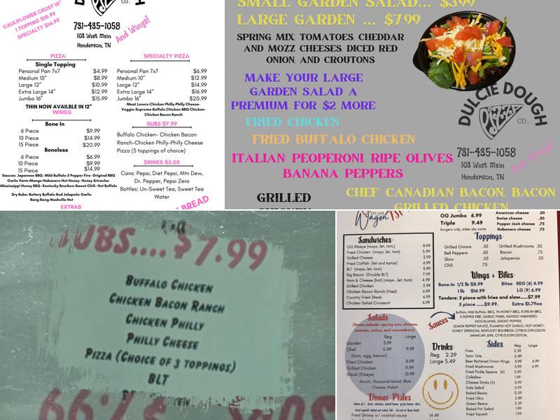 Dulcie Dough Pizza Co Menu