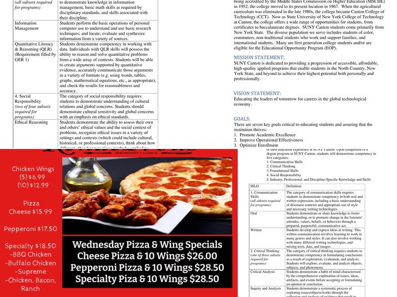 Chaney Dining Center Menu