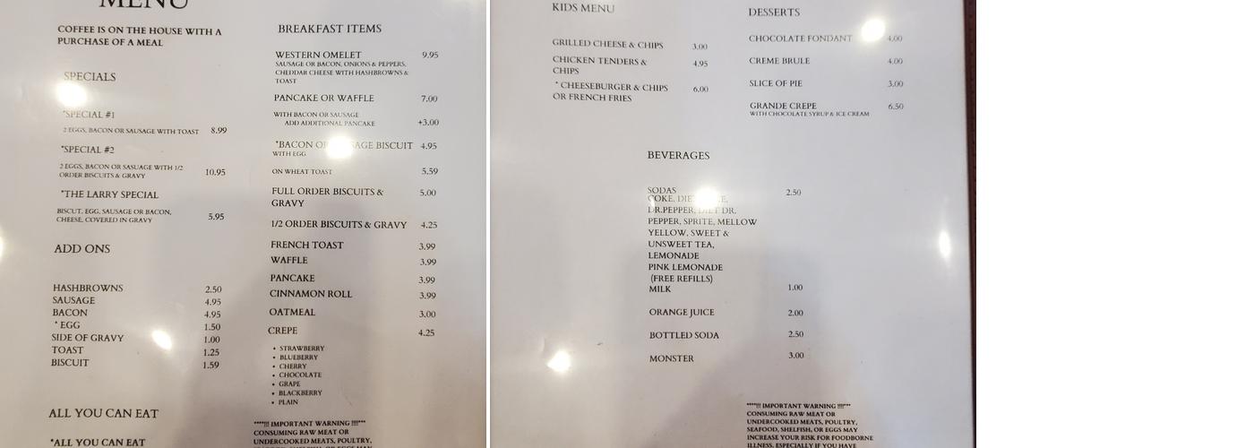 Regina's Common Kitchen Menu