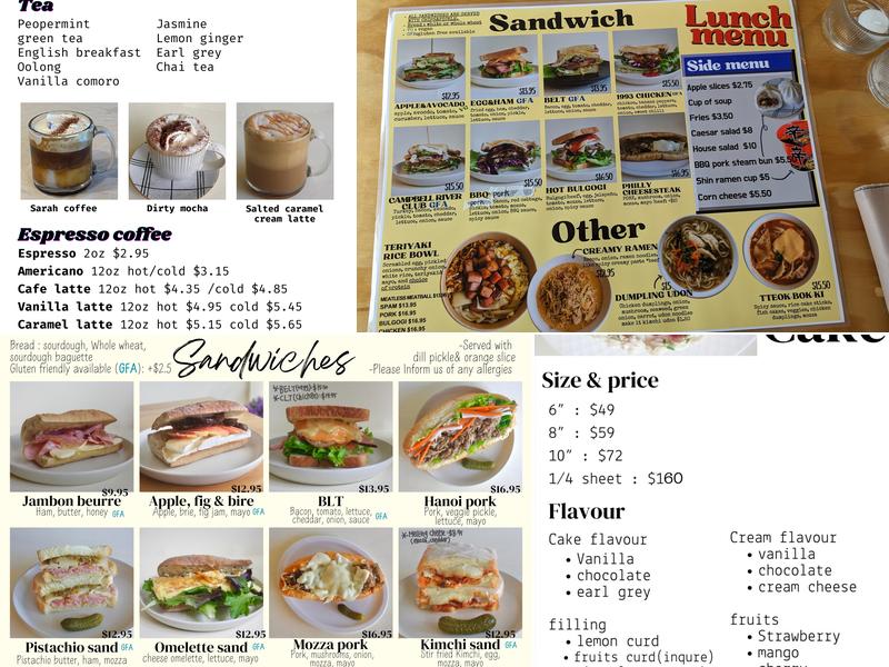 Sarah makes cakes(rice&noodles) Menu