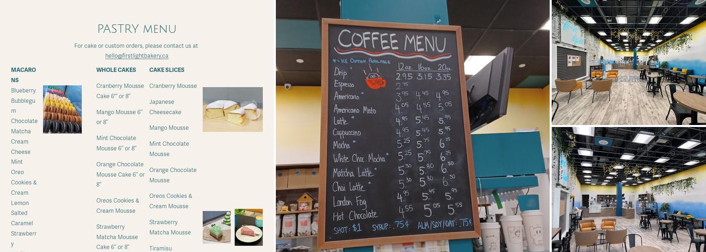 First Light Bakery & Cafe Menu