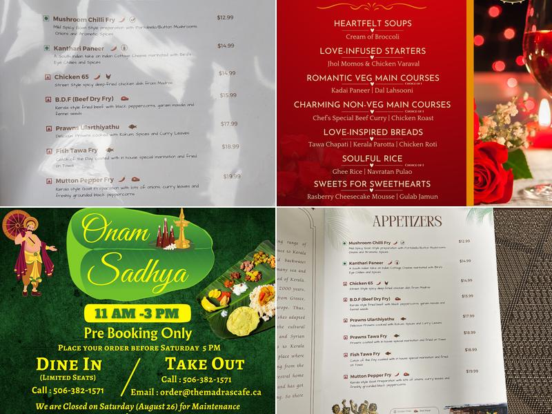 The Madras Cafe Menu
