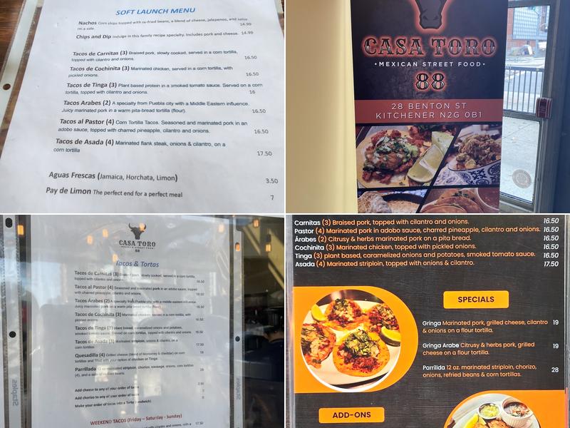 Casa Toro 88 Menu