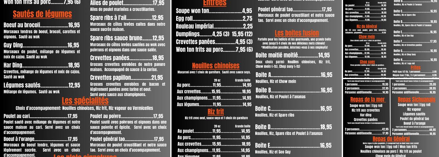 Général Wok Menu